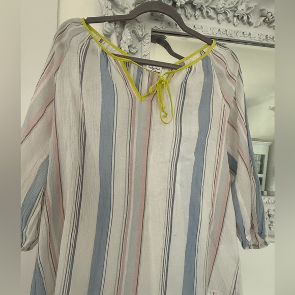 Splendid Blue and Yellow Striped Blouse - Picture 1 of 4